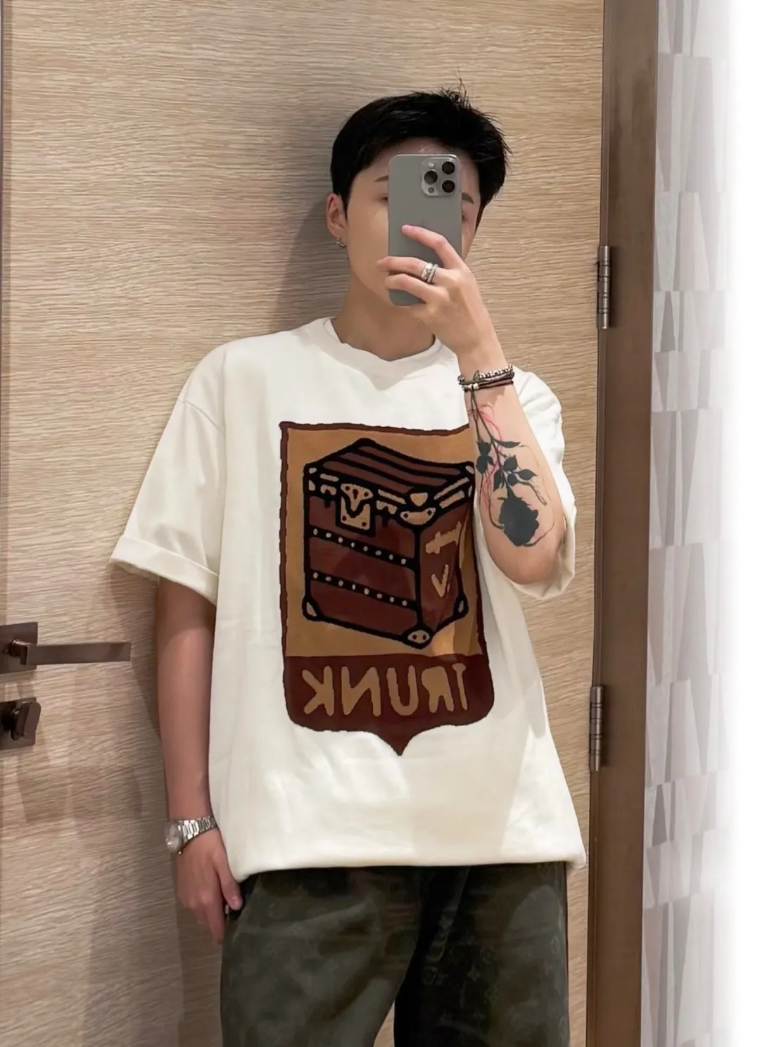 Louis Vuitton/Louis Vuitton 24ss Fei Dong treasure chest jacquard knitted short sleeves